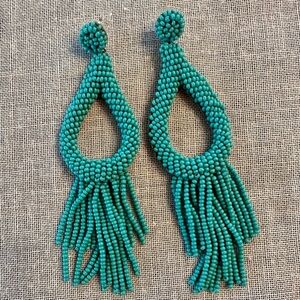 Deepa Gurnani Turquoise-Beaded Statement Earrings